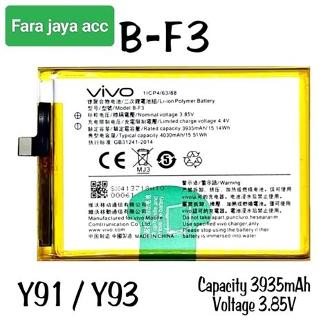 b-f3 vivo|Original Battery for Vivo Y91 and Y95 and Y93 Battery Model: (B .